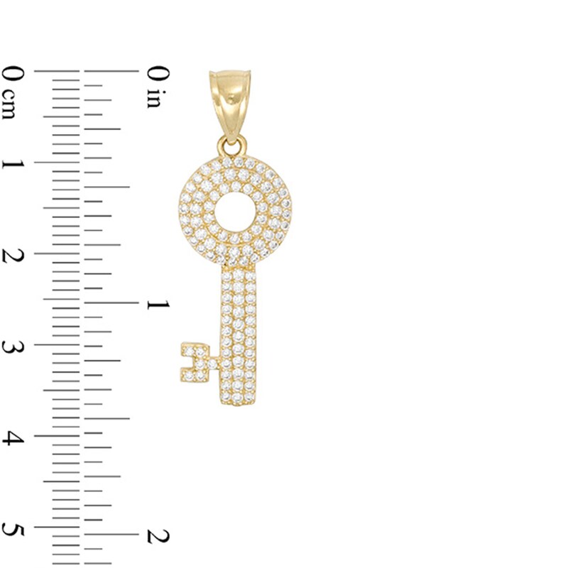 Main Image 3 of Cubic Zirconia Circle Key Necklace Charm in 10K Gold