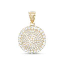 Cubic Zirconia Convex Composite Frame Circle Necklace Charm in 10K Gold