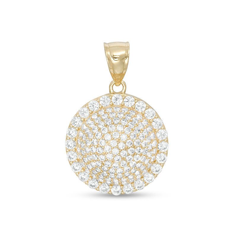 Main Image 1 of Cubic Zirconia Convex Composite Frame Circle Necklace Charm in 10K Gold