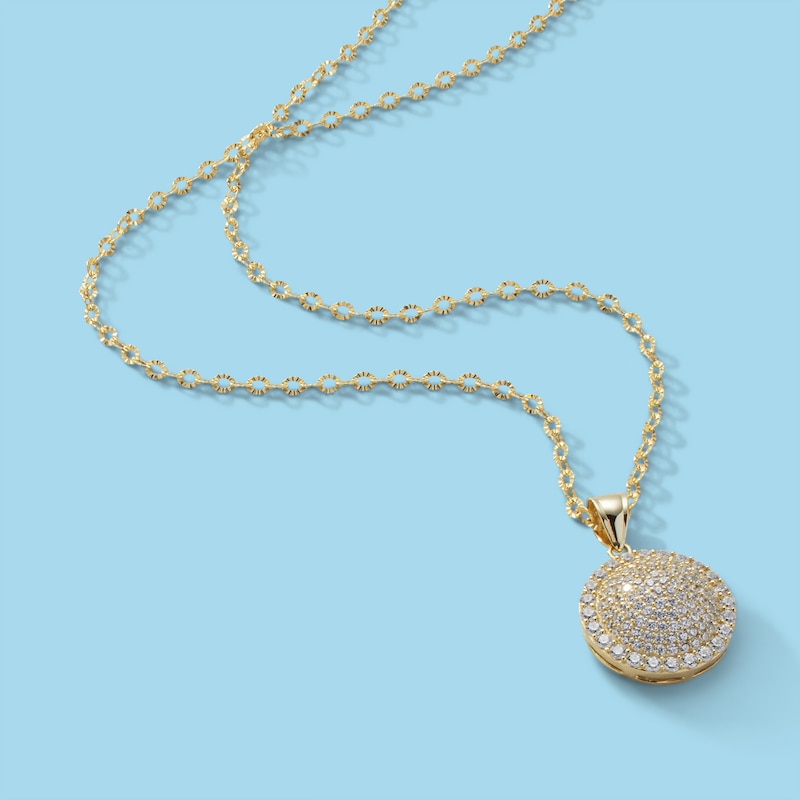 Main Image 2 of Cubic Zirconia Convex Composite Frame Circle Necklace Charm in 10K Gold