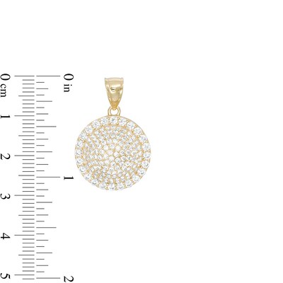 Cubic Zirconia Convex Composite Frame Circle Necklace Charm in 10K Gold