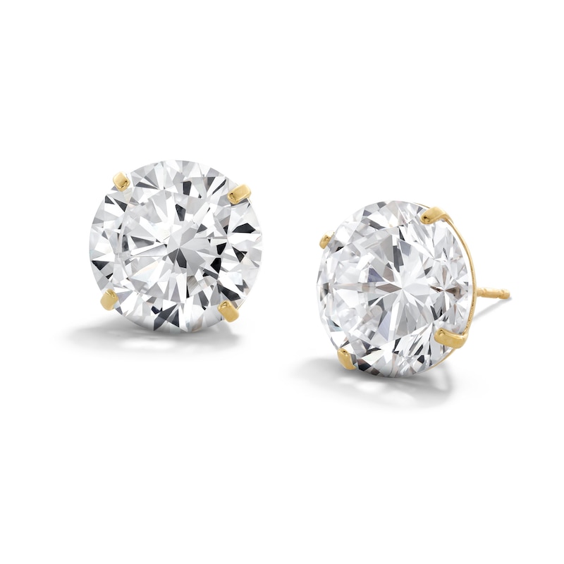 12mm Cubic Zirconia Solitaire Stud Earrings in 10K Gold