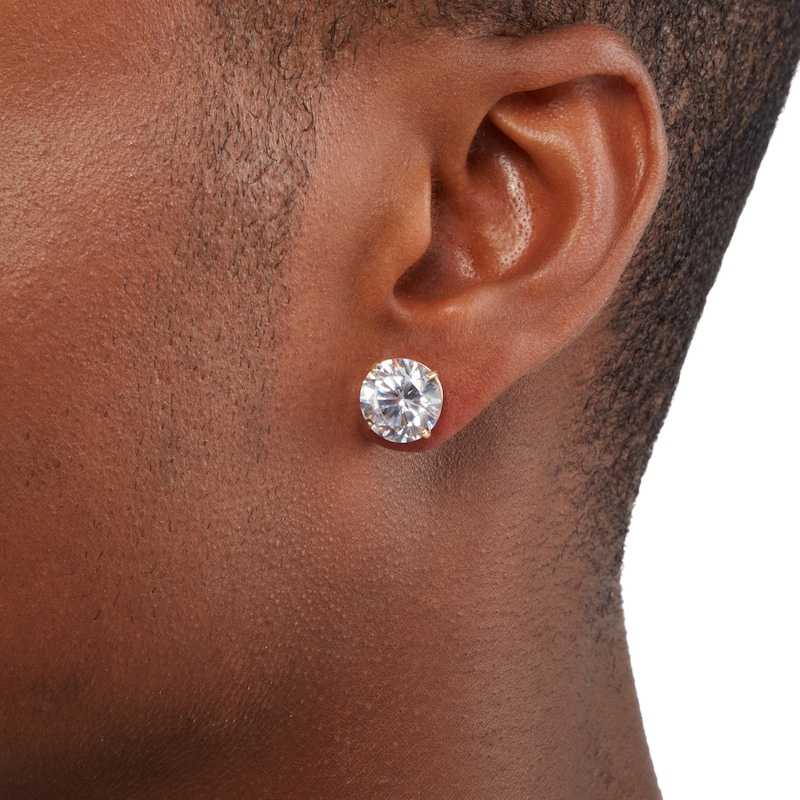 12mm Cubic Zirconia Solitaire Stud Earrings in 10K Gold