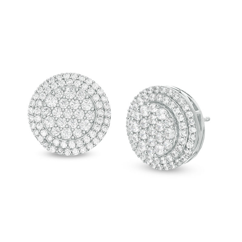 Main Image 1 of Cubic Zirconia Composite Double Frame Stud Earrings in Sterling Silver