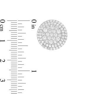 Cubic Zirconia Composite Double Frame Stud Earrings in Sterling Silver