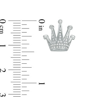 Cubic Zirconia Composite Crown Stud Earrings in Sterling Silver