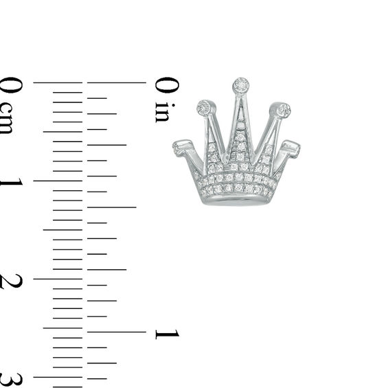 Cubic Zirconia Composite Crown Stud Earrings in Sterling Silver