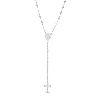 Sterling Silver Textured Beaded Rosary Chain Made in Italy - 26.5"