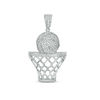 Thumbnail Image 0 of Cubic Zirconia Basketball in Hoop Necklace Charm in Solid Sterling Silver