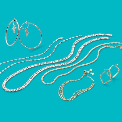 2 x 50mm Diamond-Cut Cross Dangle Tube Hoop Earrings in Sterling Silver