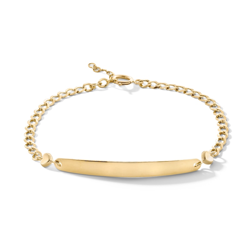 Child's Double Heart Accent ID Bracelet in 10K Solid Gold - 6"