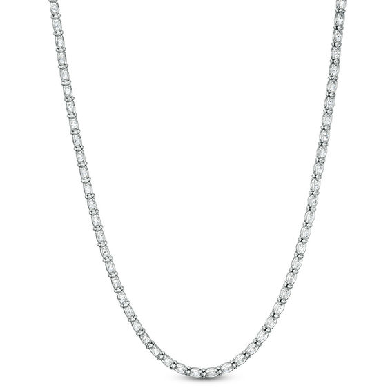 Cubic Zirconia Chain Necklace in Sterling Silver
