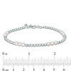 Child's 4mm Simulated Pearl Three Stone Station and Bead Strand Bracelet in Sterling Silver - 6"
