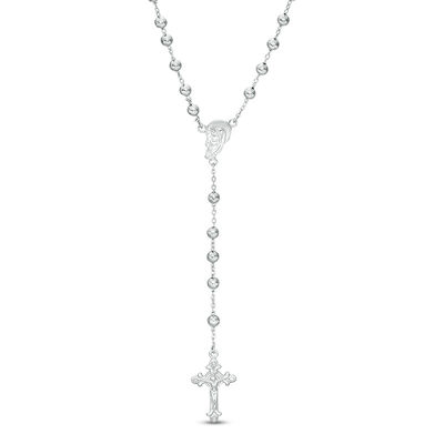 Sterling Silver Ornate Rosary Beaded Chain Made in Italy - 26.5"