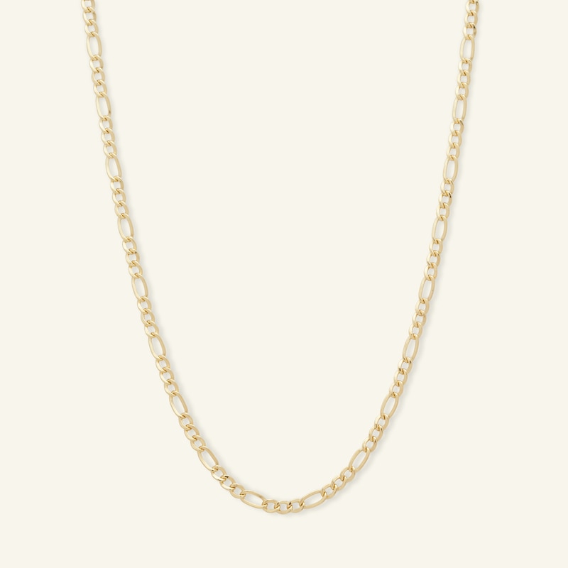 060 Gauge Figaro Chain Necklace in 10K Hollow Gold - 24"