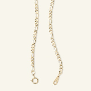 060 Gauge Figaro Chain Necklace in 10K Hollow Gold - 24"