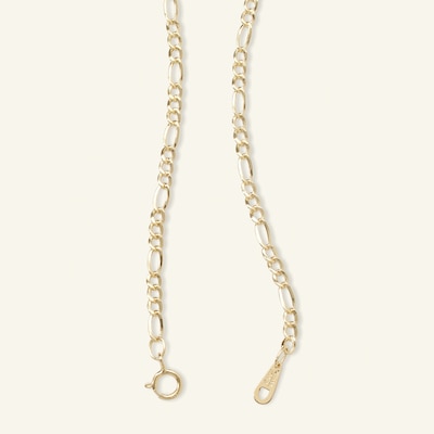 060 Gauge Figaro Chain Necklace in 10K Hollow Gold - 24"