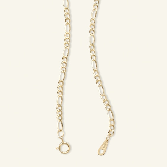 060 Gauge Figaro Chain Necklace in 10K Hollow Gold - 24"