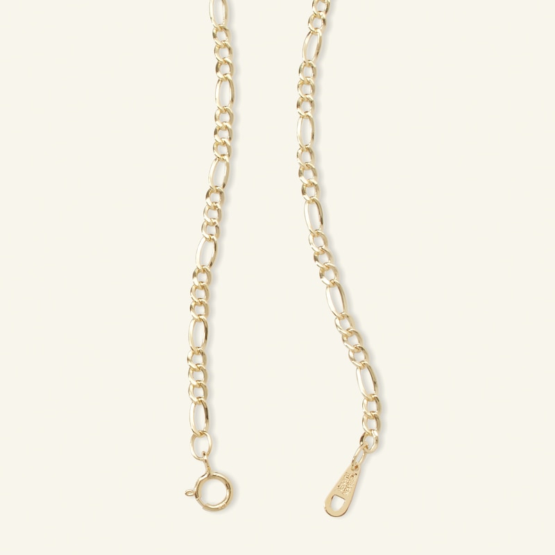 Main Image 2 of 060 Gauge Figaro Chain Necklace in 10K Hollow Gold - 24"