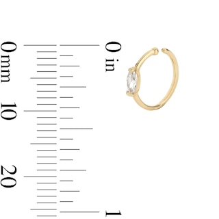 14K Solid Gold CZ Marquise Solitaire Nose Ring - 20G 5/16"
