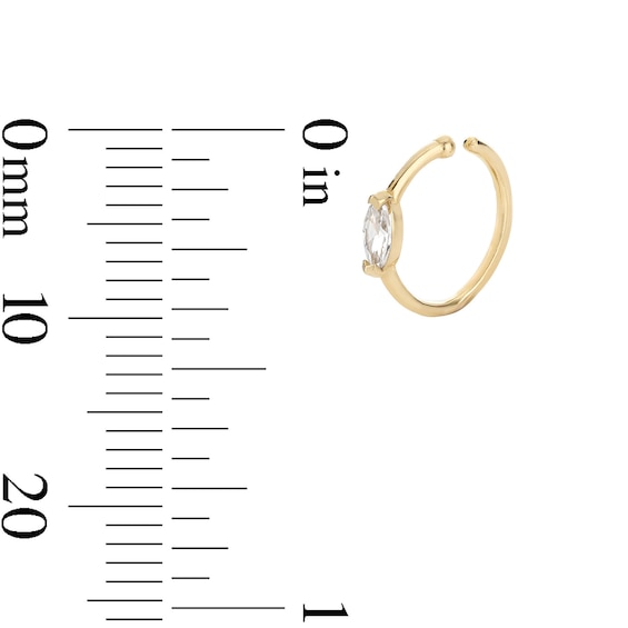 14K Solid Gold CZ Marquise Solitaire Nose Ring - 20G 5/16"