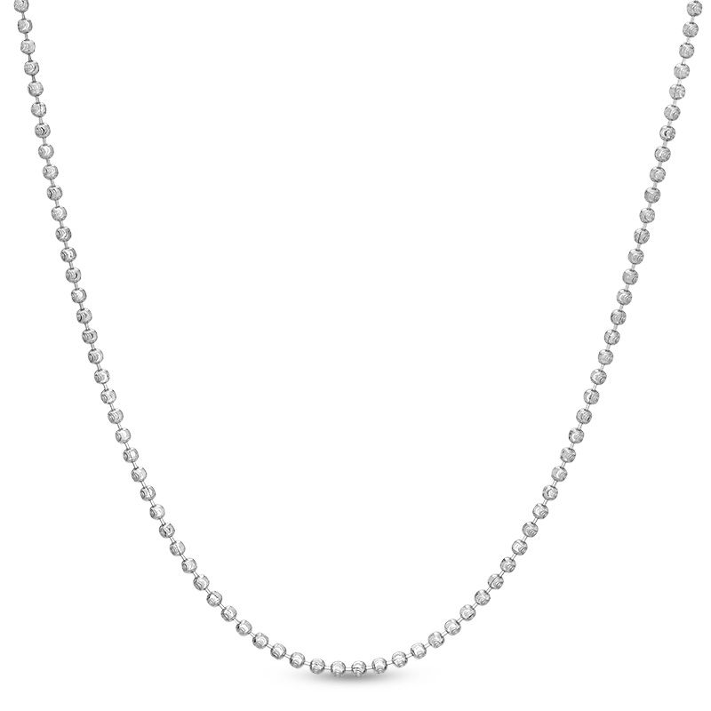 Main Image 1 of 200 Gauge 2mm Diamond-Cut Bead Chain Necklace in Sterling Silver - 18"