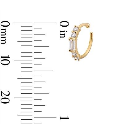 14K Solid Gold CZ Baguette-Cut and Round Five Stone Nose Hoop - 20G 3/8"