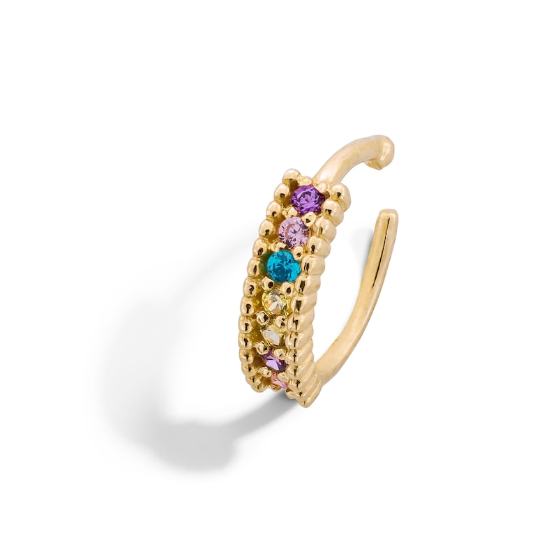 Main Image 1 of 14K Gold Multi-Colored CZ Nose Ring - 20G 5/16"