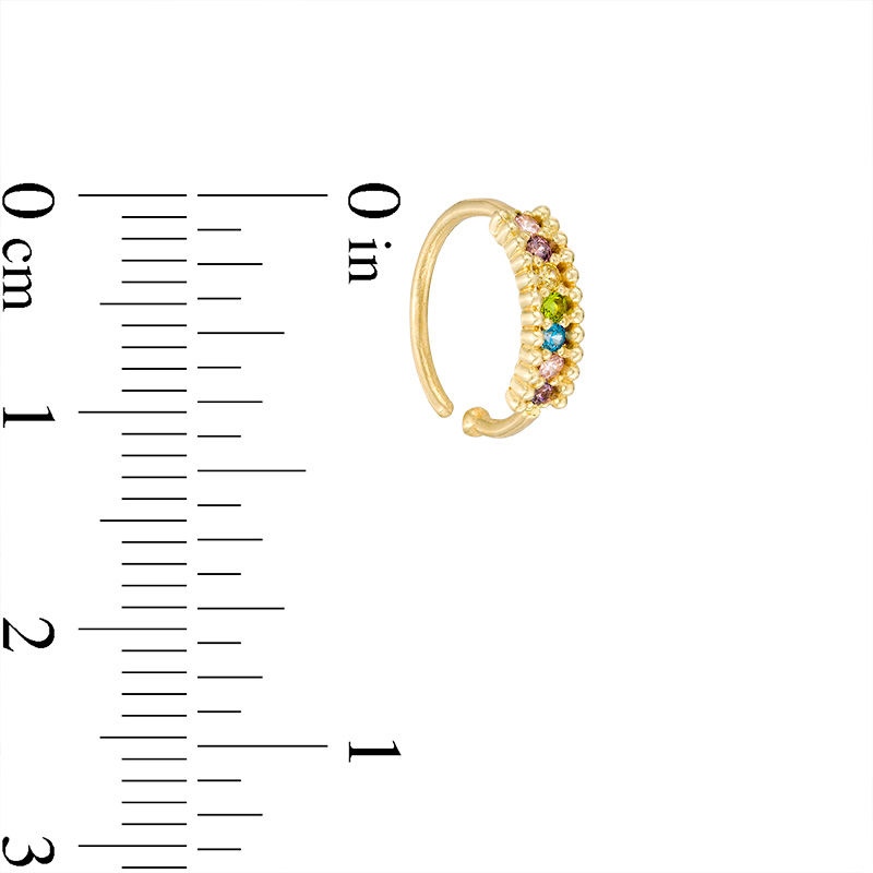 14K Solid Gold Multi-Colored CZ Nose Ring - 20G 5/16"