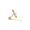 Thumbnail Image 0 of 14K Solid Gold CZ Flower Double Bead Trio Crawler Stud - 18G 5/16"