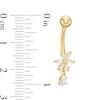 Thumbnail Image 2 of 10K Solid Gold CZ Pear-Shaped Dangle Flower Belly Button Ring - 14G