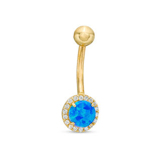 014 Gauge Blue and White Cubic Zirconia Frame Belly Button Ring