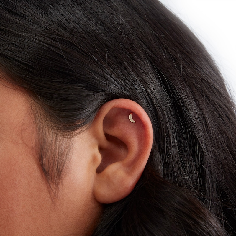 Main Image 2 of 14K Gold Crescent Moon Stud - 18G 5/16"