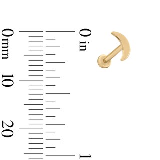 14K Gold Crescent Moon Stud - 18G 5/16"