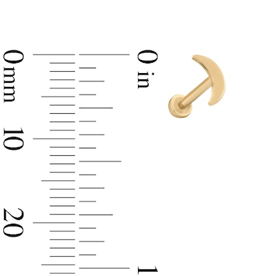 14K Gold Crescent Moon Stud - 18G 5/16"