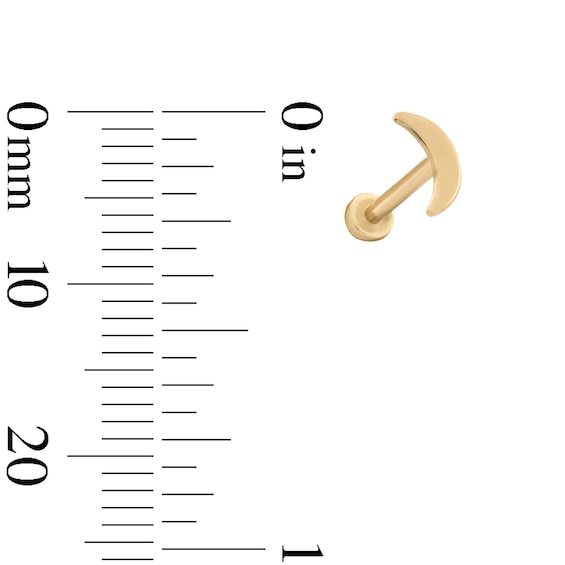 14K Gold Crescent Moon Stud - 18G 5/16"