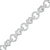 Thumbnail Image 1 of Made in Italy Alternating Puff Heart and Circle Link Stampato Bracelet in Sterling Silver - 7.5"