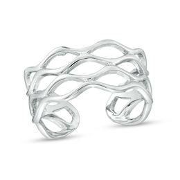 Adjustable Open Wave Midi/Toe Ring in Solid Sterling Silver