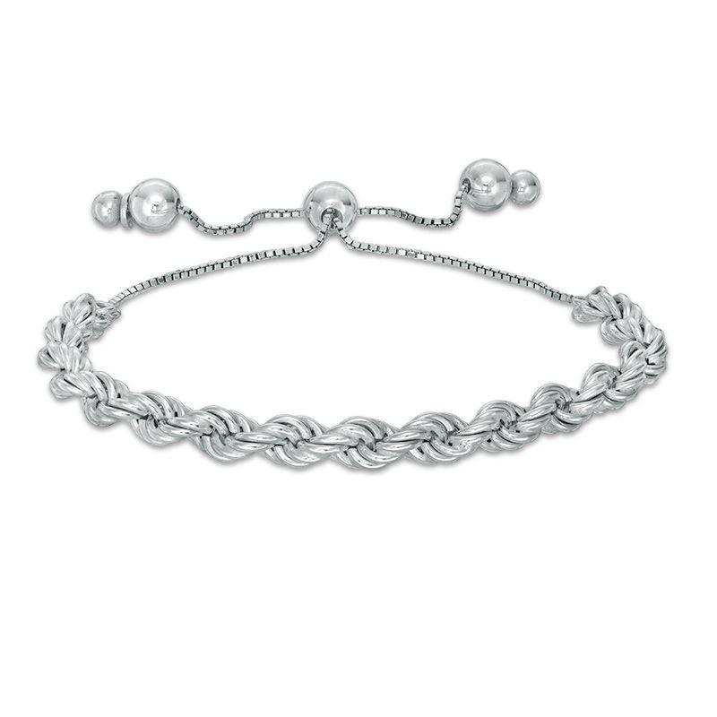 Main Image 1 of 100 Gauge Twisted Rope Chain Bolo Bracelet in Sterling Silver - 9.5"