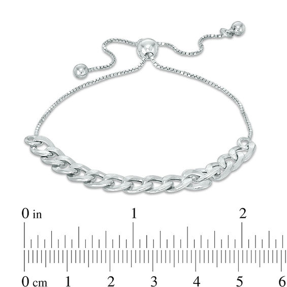 Polished Curb Chain Bolo Bracelet in Sterling Silver - 9.5"