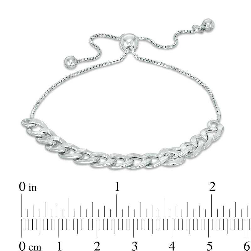Main Image 2 of Polished Curb Chain Bolo Bracelet in Sterling Silver - 9.5&quot;
