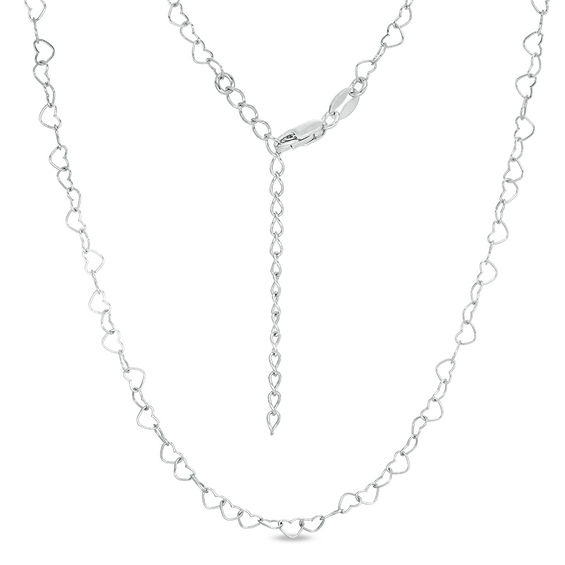 Child's 040 Gauge Heart-Shaped Link Chain Necklace in Sterling Silver - 15"