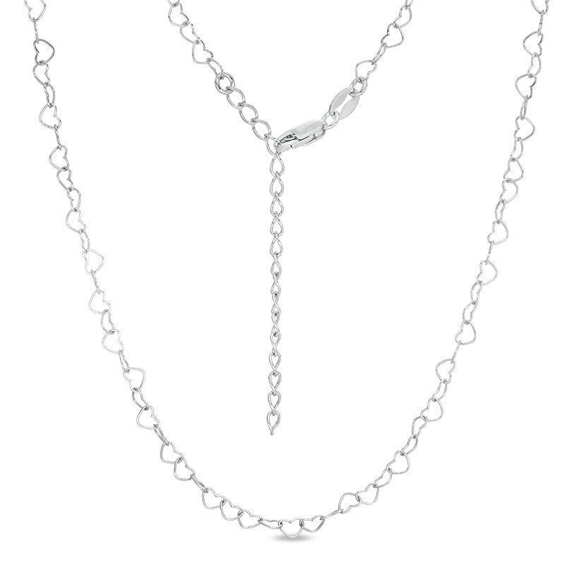 Child's 040 Gauge Heart-Shaped Link Chain Necklace in Sterling Silver - 15"