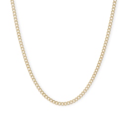060 Gauge Bevelled Curb Chain Necklace in 10K Hollow Gold - 24&quot;