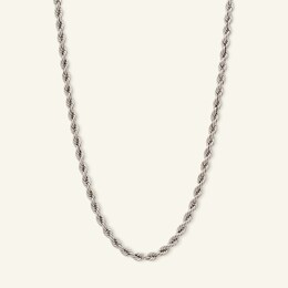 024 Gauge Rope Chain Necklace in 10K Hollow White Gold - 22&quot;