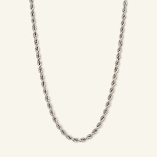 024 Gauge Rope Chain Necklace in 10K Hollow White Gold - 22"