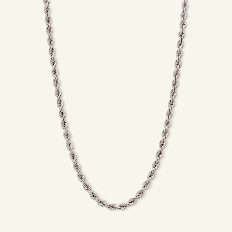 024 Gauge Rope Chain Necklace in 10K Hollow White Gold - 22"