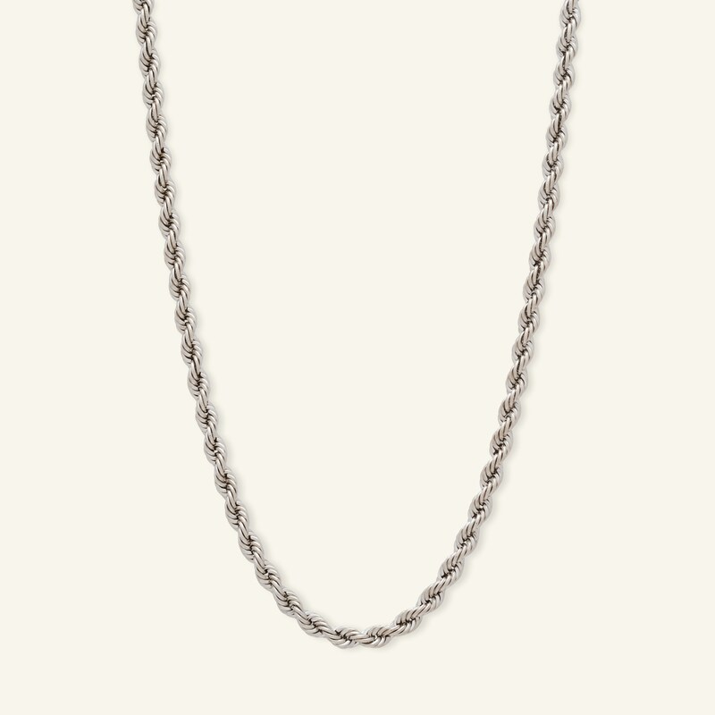 Main Image 1 of 024 Gauge Rope Chain Necklace in 10K Hollow White Gold - 22&quot;