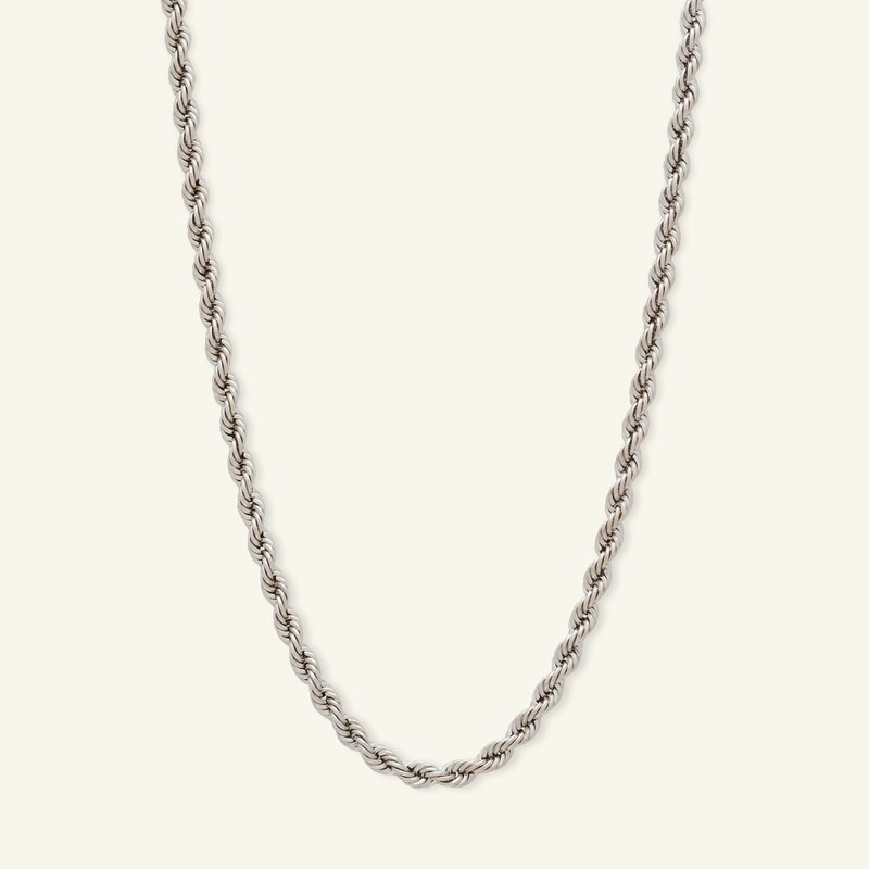 024 Gauge Rope Chain Necklace in 10K Hollow White Gold - 22"