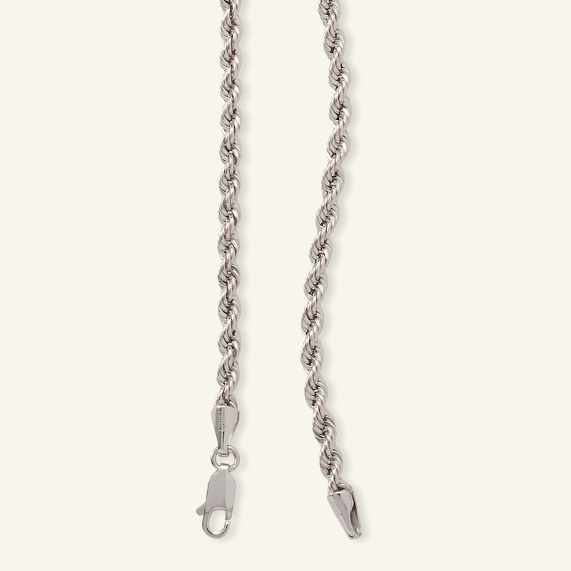 024 Gauge Rope Chain Necklace in 10K Hollow White Gold - 22"